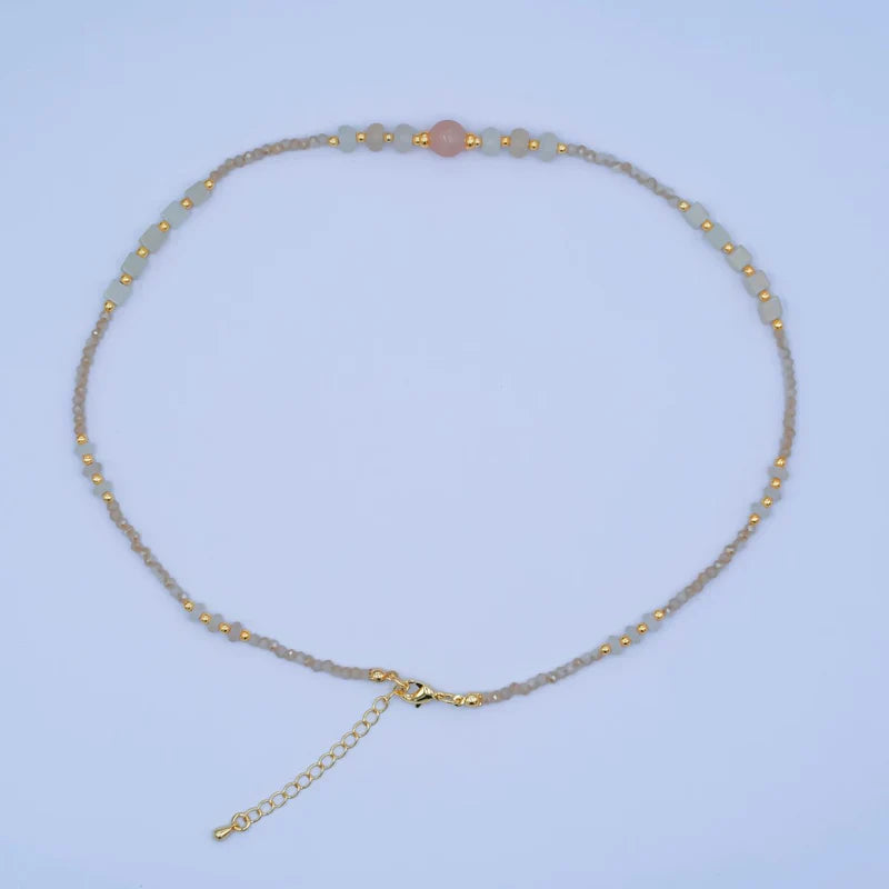 Rose Quartz Gemstone Bead Necklace CN-0096