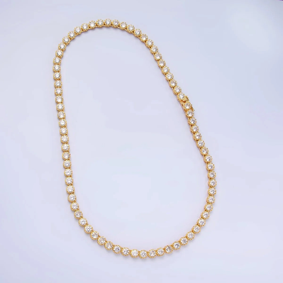 CZ Encapsulate Tennis Chain 16 Inch Necklace in Gold & Silver NC-21WA3025 NC-21WA3026