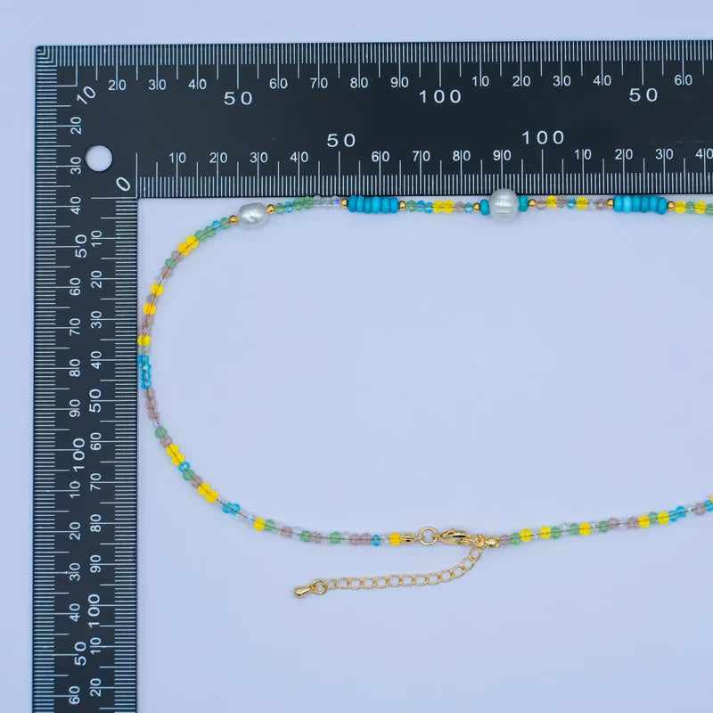 shell Pearl Multicolor Crystal Gemstone 16 Inch Necklace CN-0099
