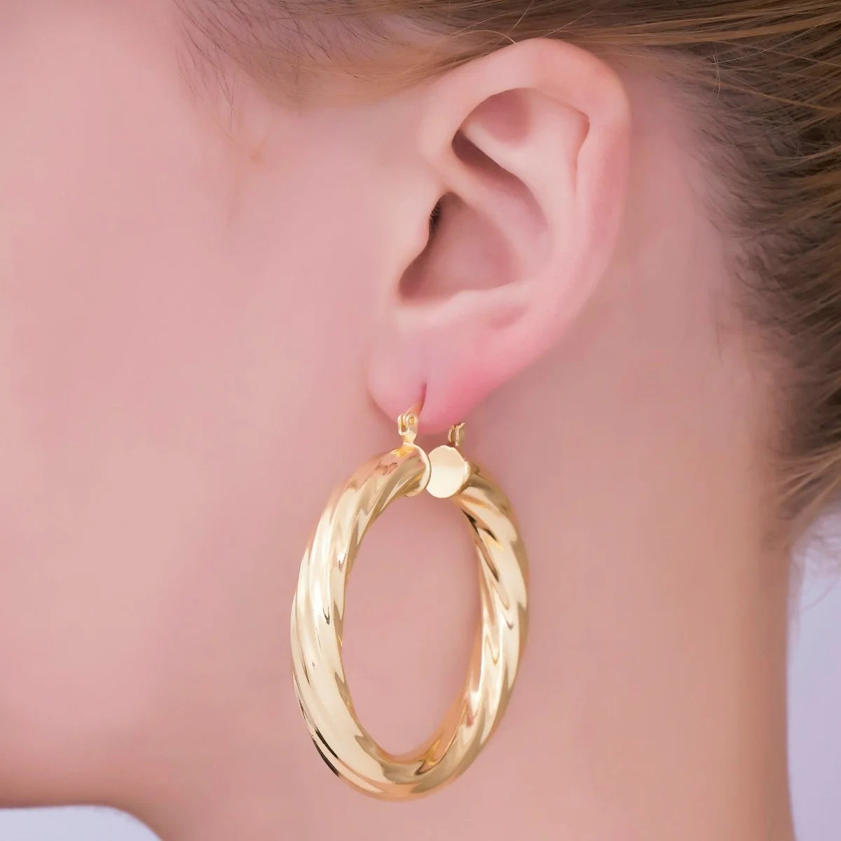 Minimalist Dome Tube Hoop Twist French Lock Hoops Earrings ✦ EA-21AJ100