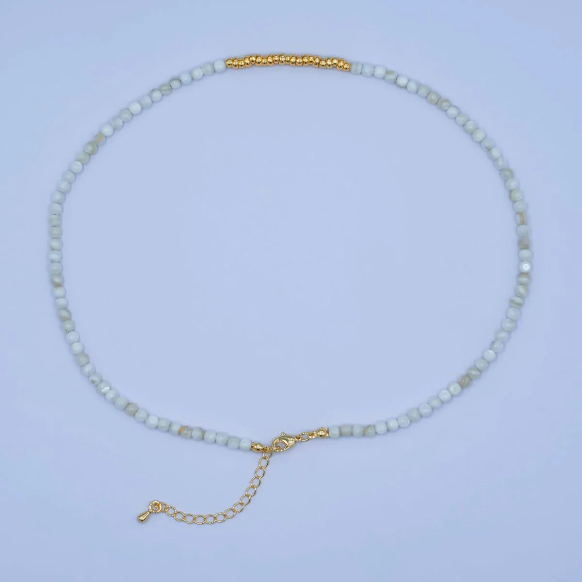 White Gemstone Bead Sacred Heart 17 Inch Necklace NC-SJ2113