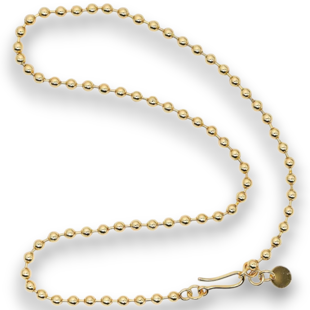 Round Ball Link Beaded Chain Necklace NC-21WA3156