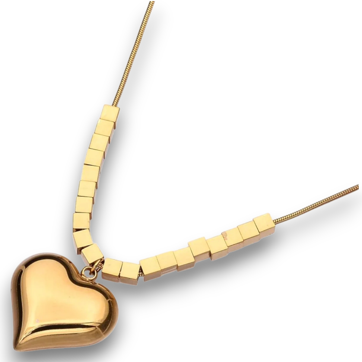 Stainless Steel Heart Bead Snake Chain Necklace CN-21WA3172