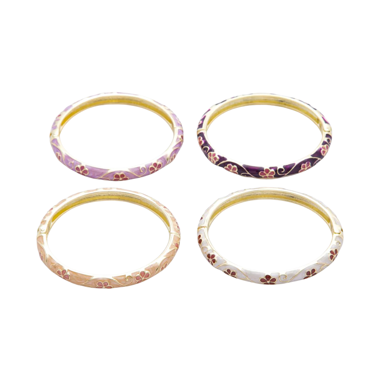 Floral Artisan Enamel Bangle Bracelet