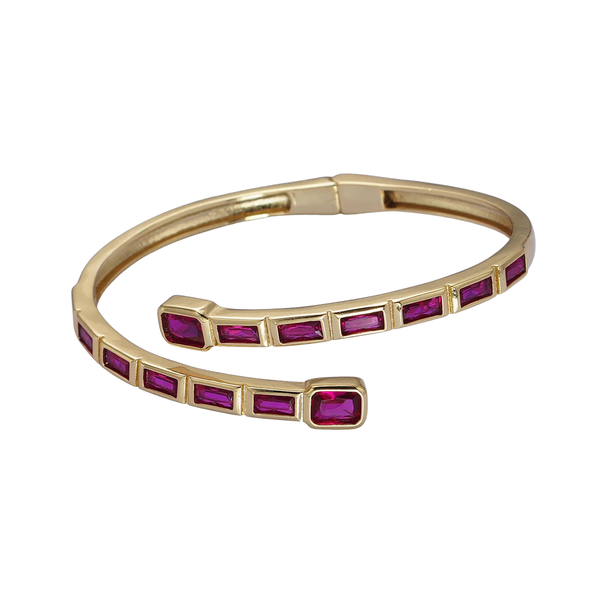 Colorful CZ Baguette Cuff Bracelet Open Bangle Stackable Jewelry ✦D BR-21WA1687 BR-21WA1689 BR-21WA1691