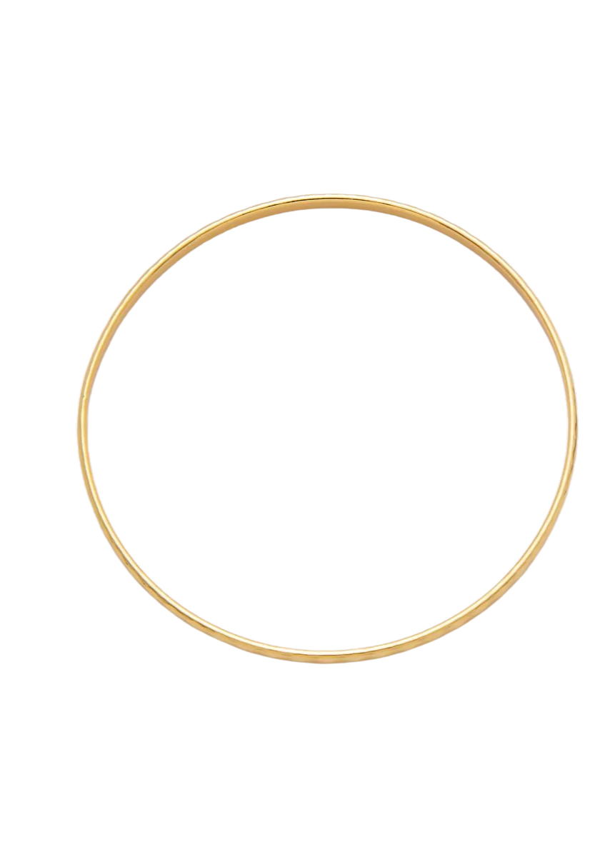 Gold Stainless Steel Hammered Ridge Pattern Round Bangle Bracelet ✦ BA-21WA3465