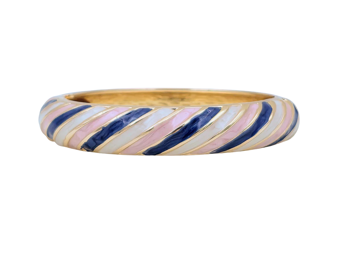 Enamel Pearl White Blue Calico Pearl Pink Bangel BA-21WA3336