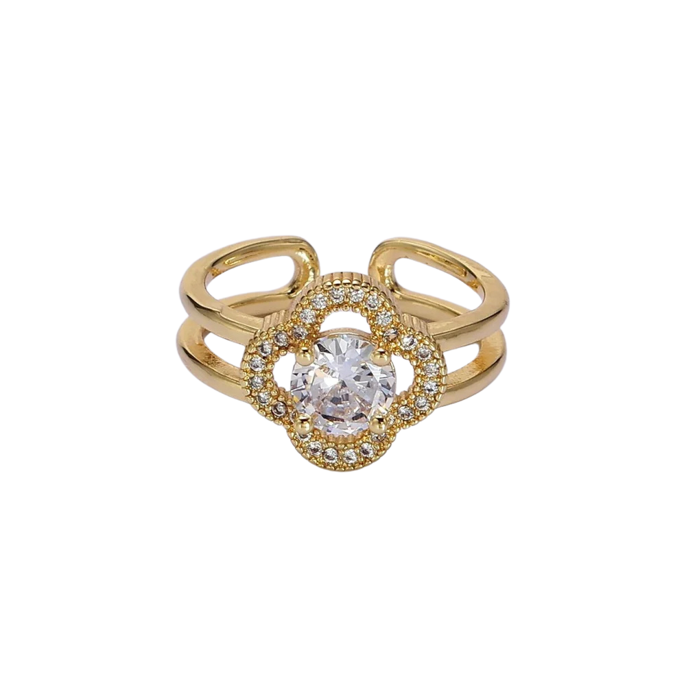 Flower CZ Micro Pave Ring