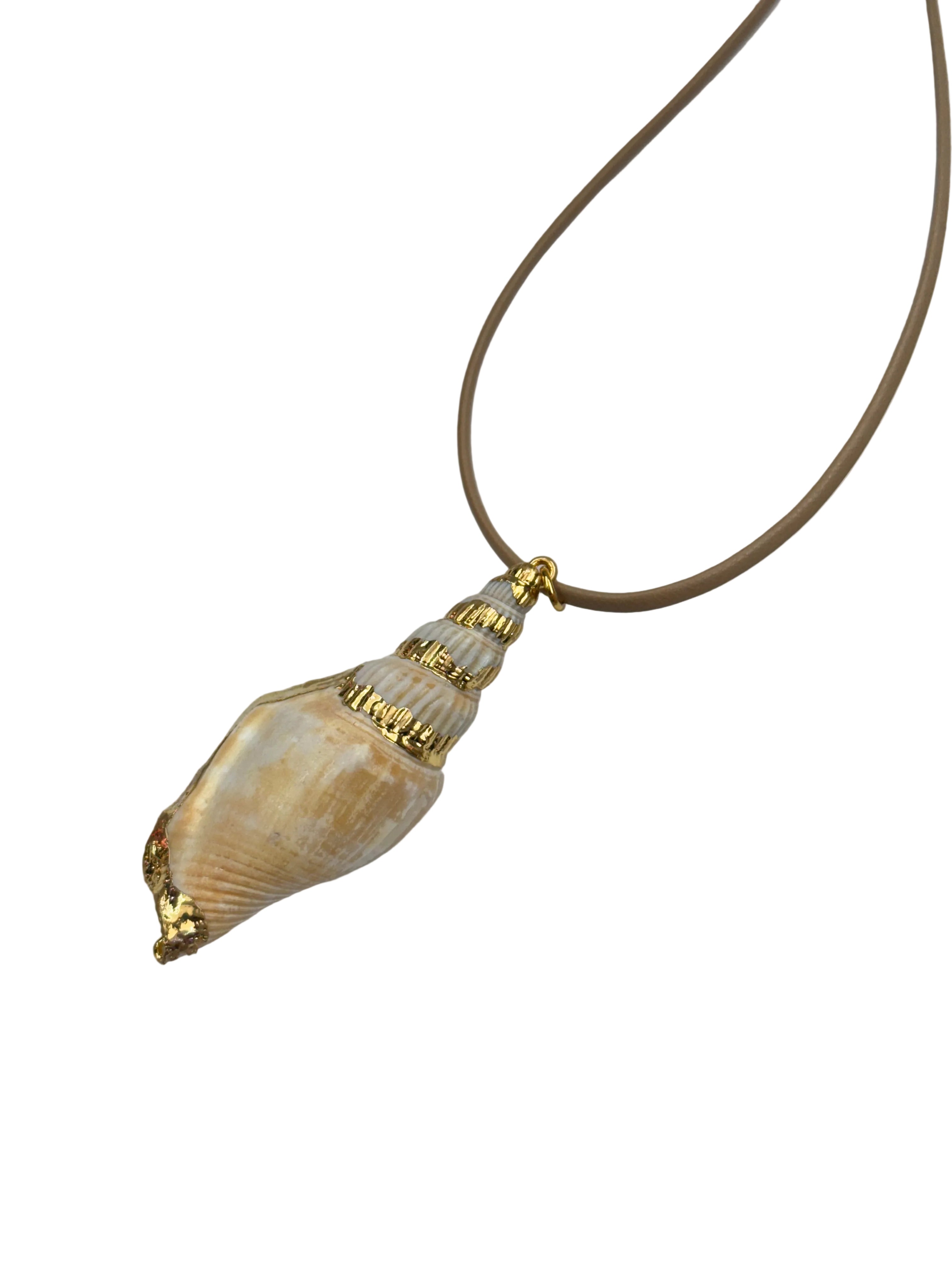 Beige Adjustable Cord W. Shell Necklace NC-SJ2048