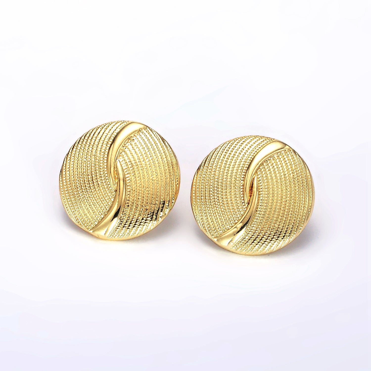 Gold Dotted Band Round Stud Earrings EA-21AB1290