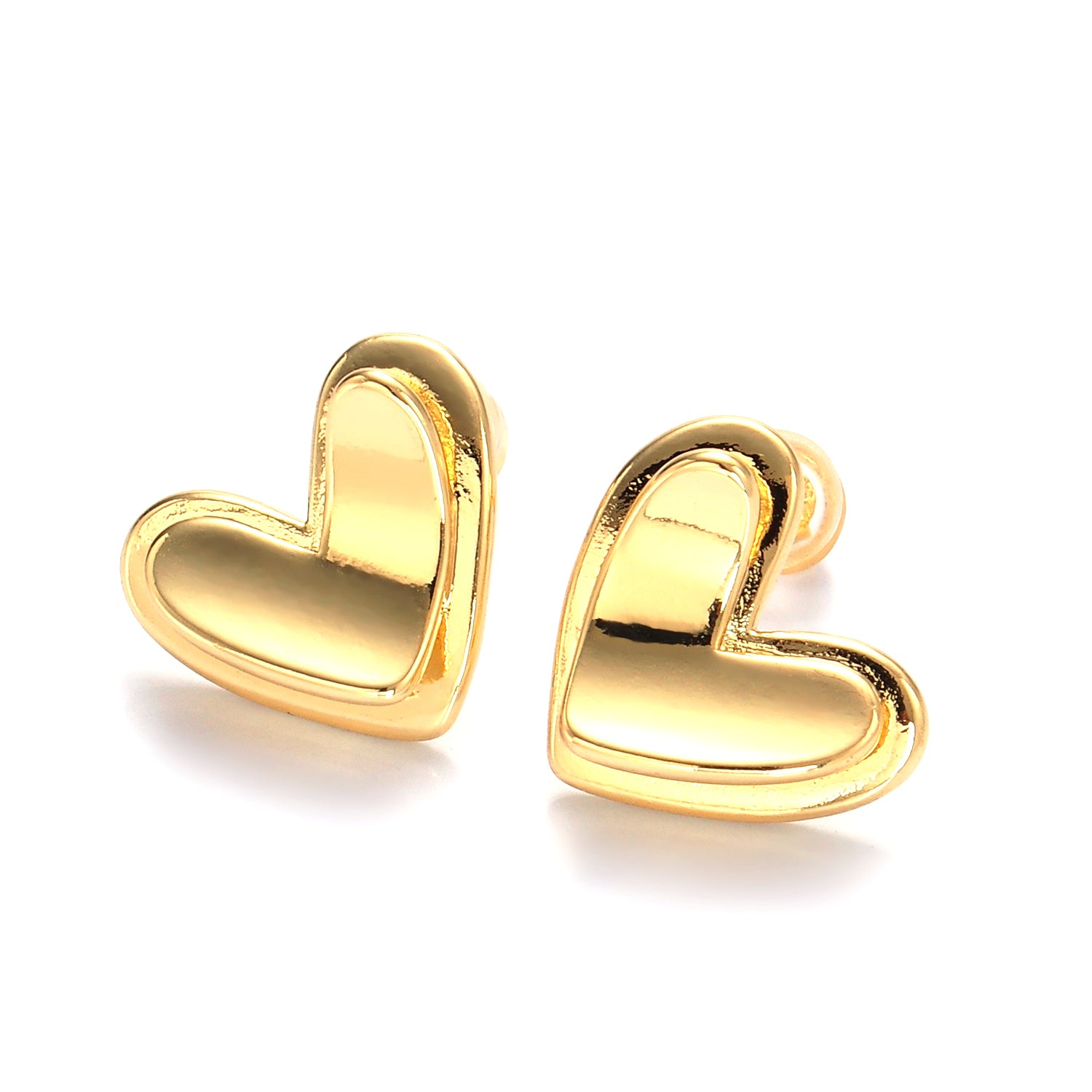 Gold Minimalist Heart Stud Earrings EA-21AB1411
