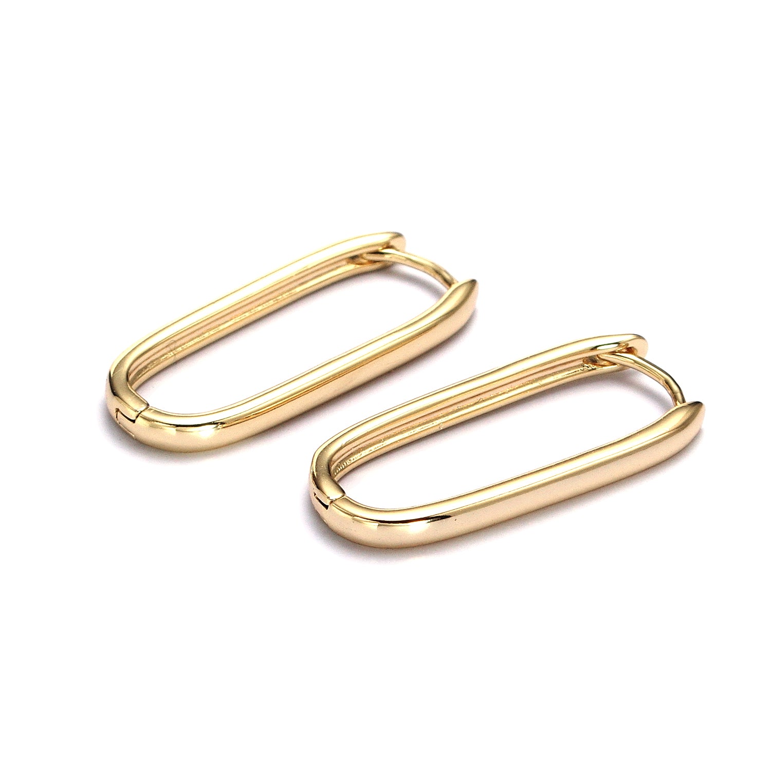 Gold Oblong Rectangular Huggie Hoops Earring ✦  EA-21AB233