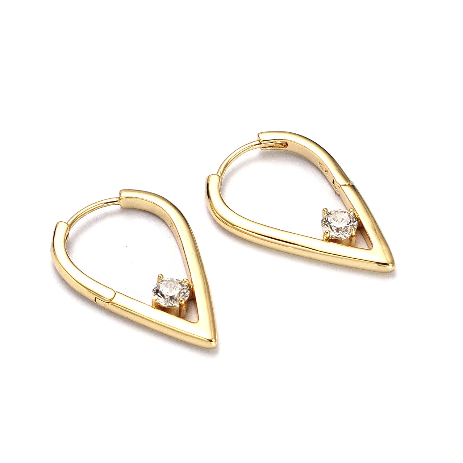 Gold Round Clear CZ Geometric Triangle EA-21AB240