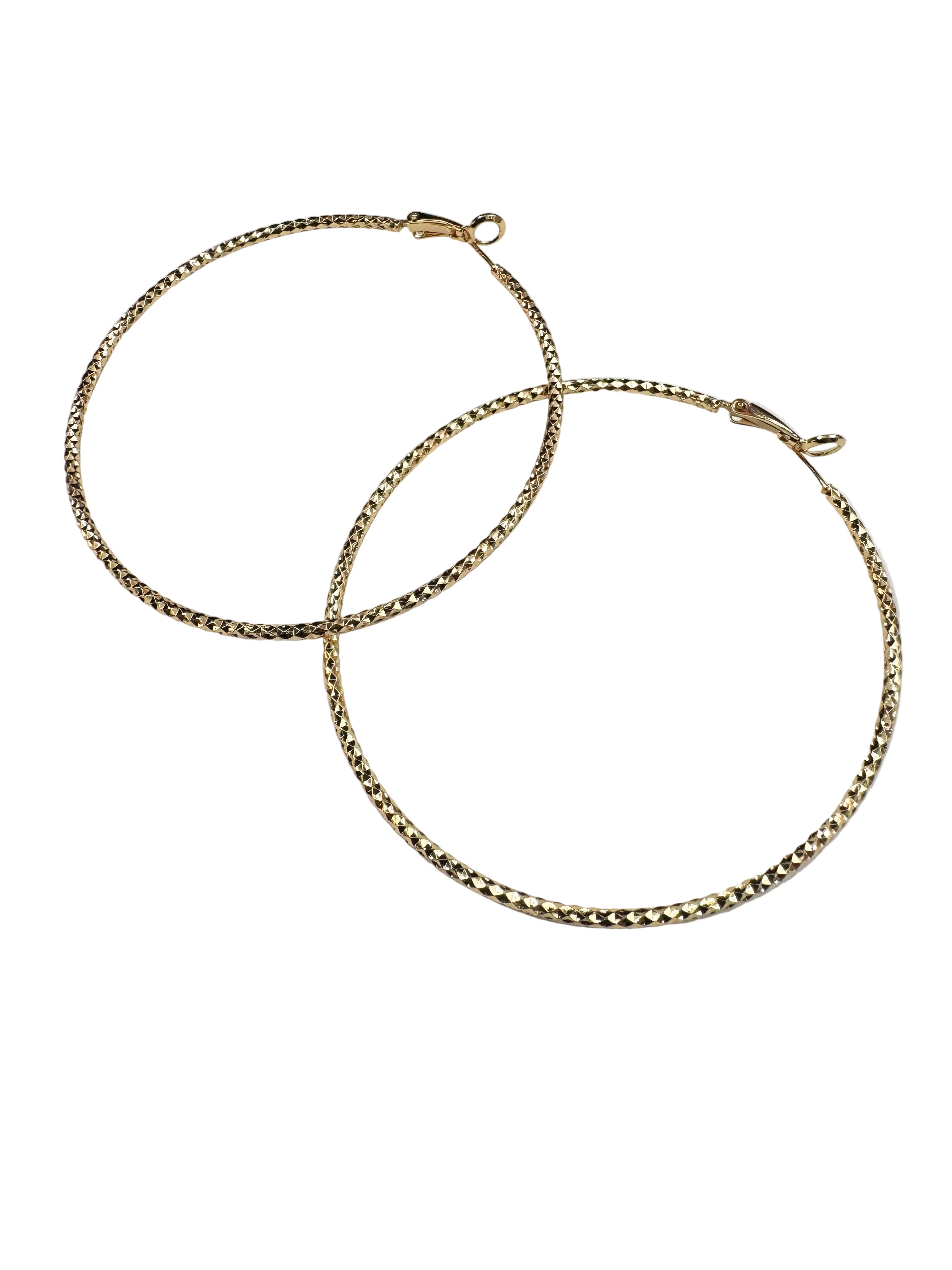 Textured Oversized Gold Hoop Earrings 70mm ✦ EA-21AB496