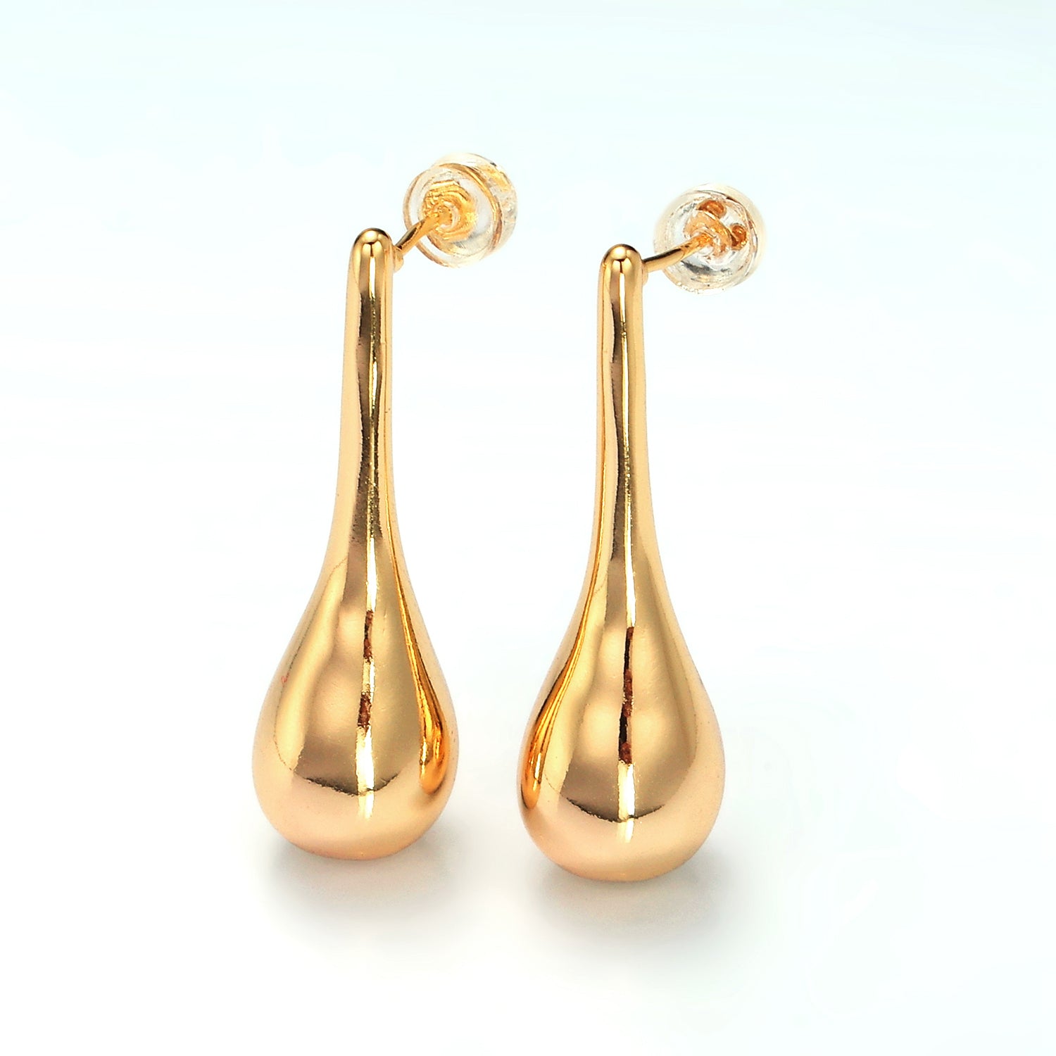 Gold Teardrop Drip Dome Stud Earrings in Gold & Silver ✦ EA-21AD590