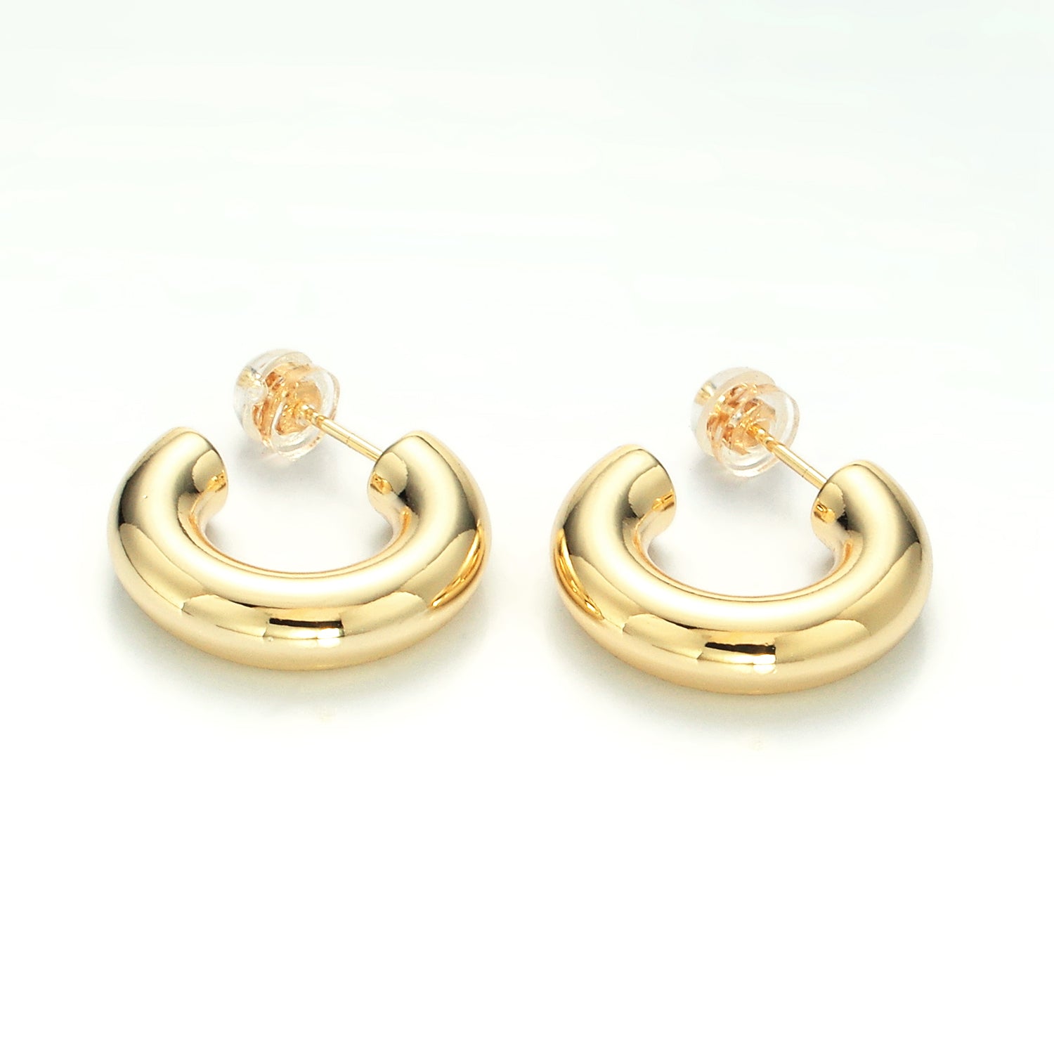 20mm Lightweight Minimalist C-Shaped Hoop Earrings in Gold & Silver ✦ EA-21AD707 EA-21AD708