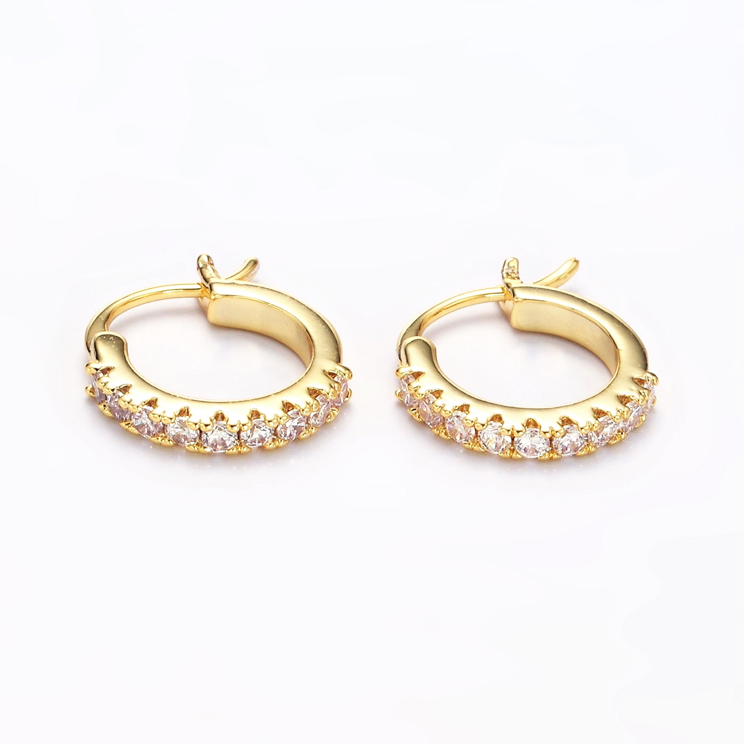 Gold Micro Paved CZ Cartilage Latch Hoop ✦  EA-21AE123