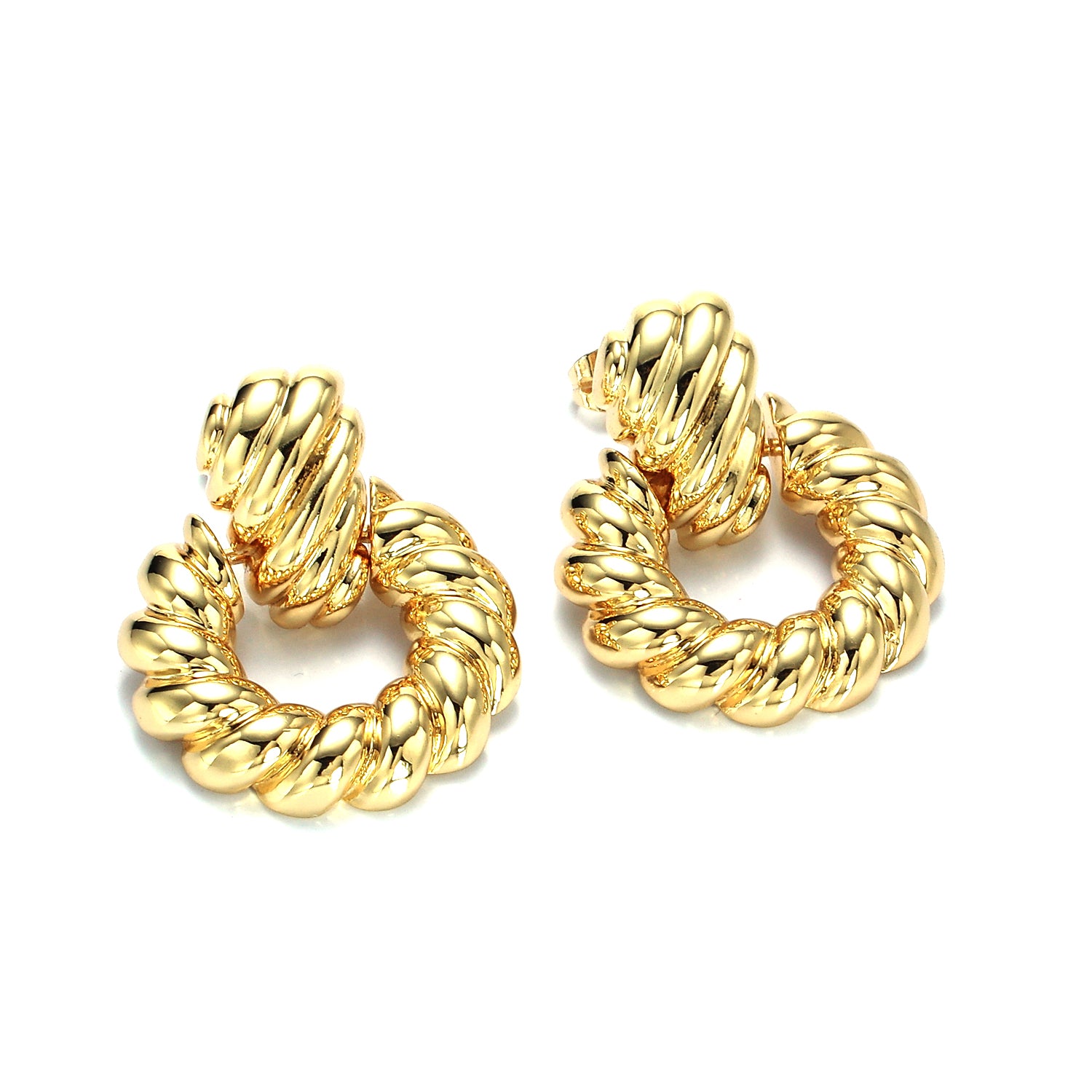 Gold Twist Croissant Open Drop Stud Earrings in Gold ✦ EA-21AE431