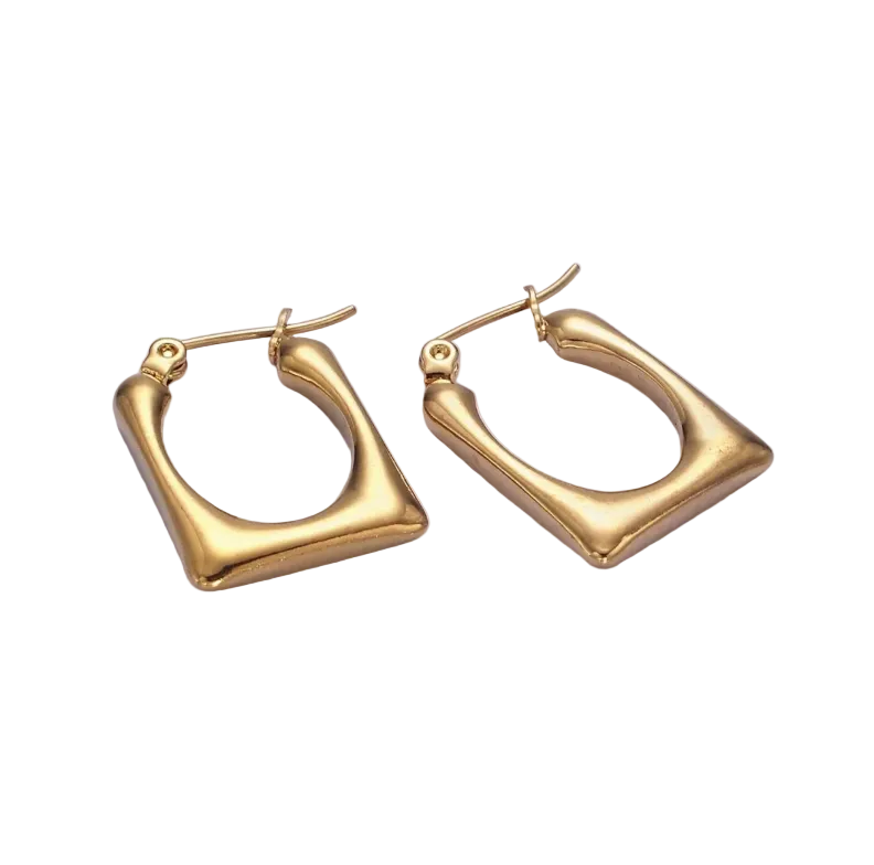 Stainless Steel 20mm U-Shaped Rectangular Minimalist Latch Hoop Earrings ✦ EA-21AE436