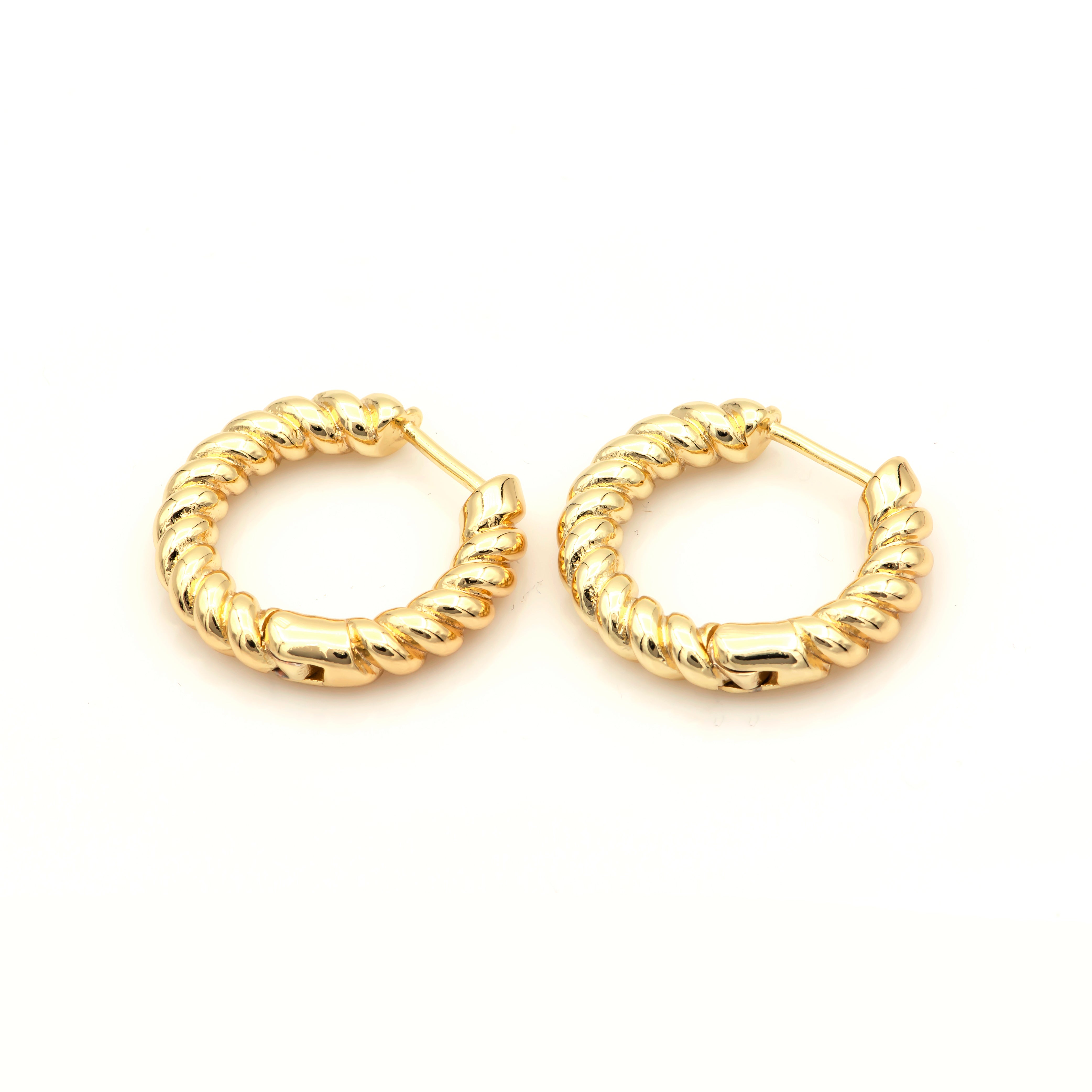 Croissant Earring - Chunky Twist Hoop Earring Gold Oval Gold Hoop - Gold Fill Chunky Hoop - Twisted Earrings ✦  EA-21AE802