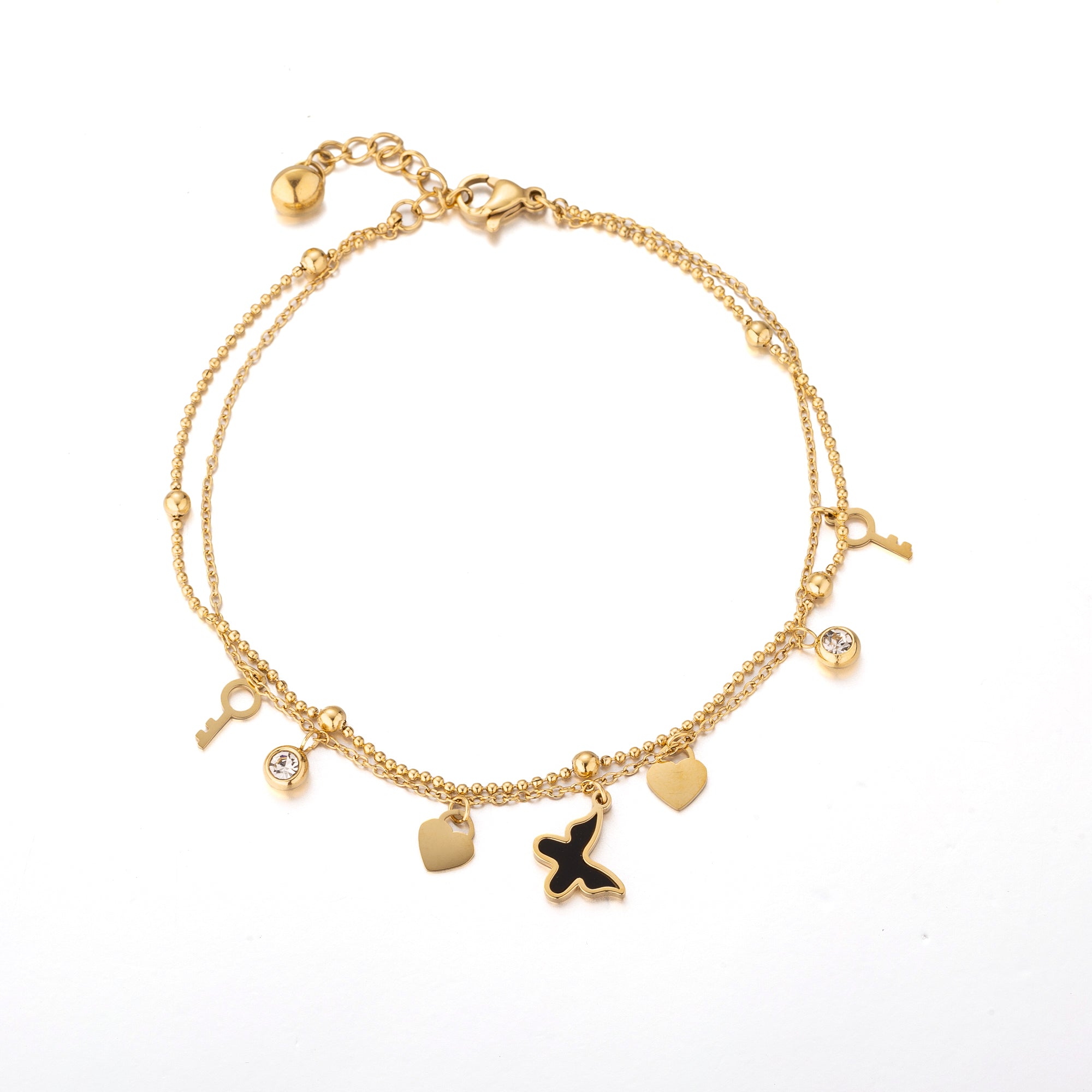 Dainty Stainless-Steel CZ Stacked Heart AN-0012