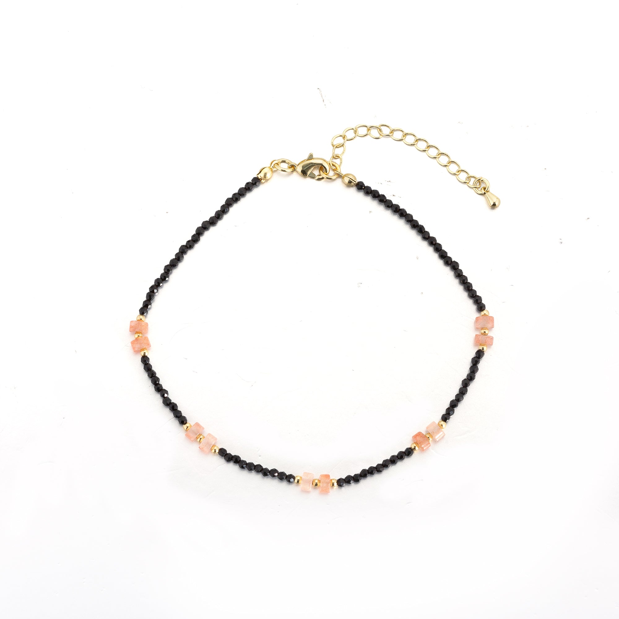 Dainty Black Pink Beaded AN-0017