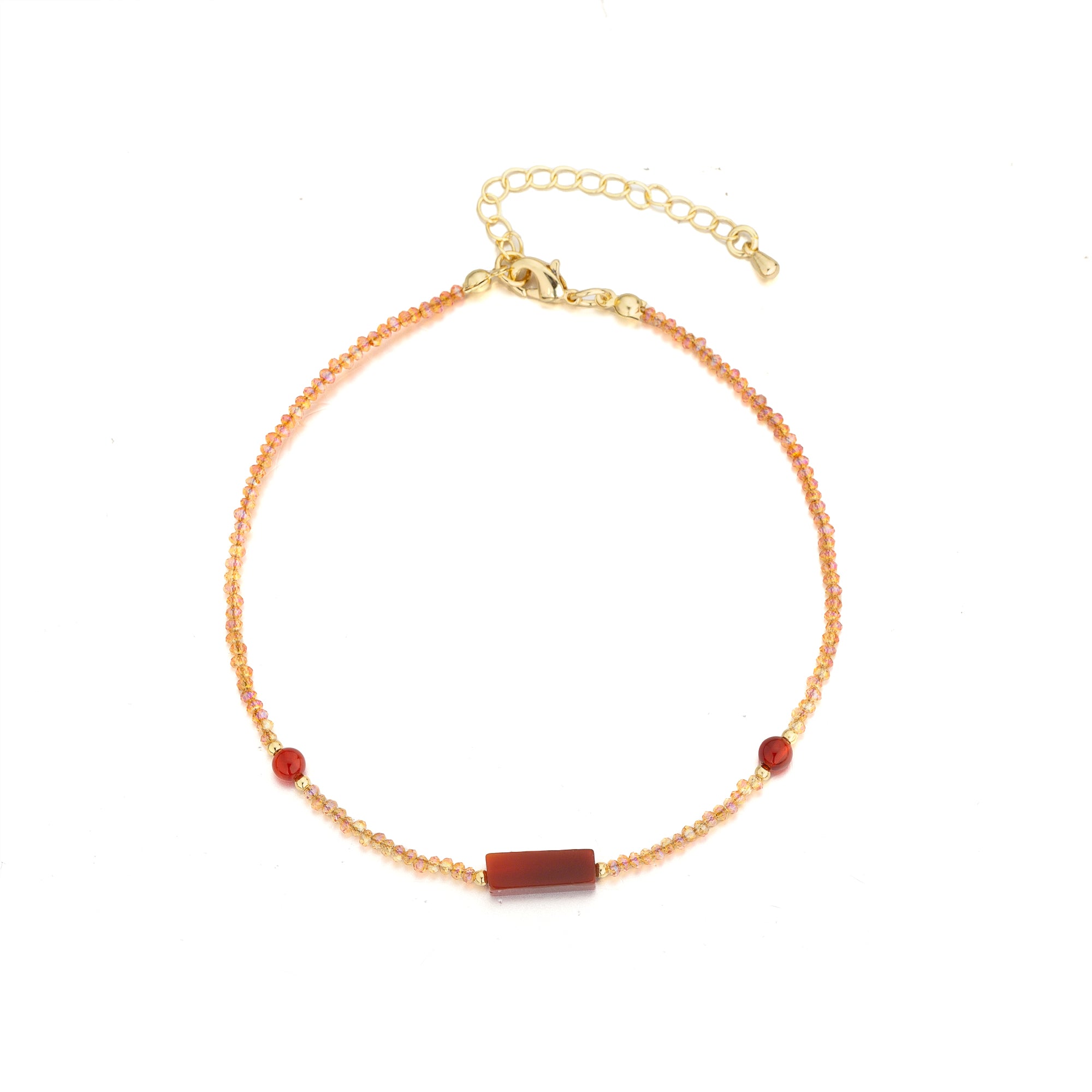 Dainty Orange Colorful Red Carnelian Beaded AN-0019