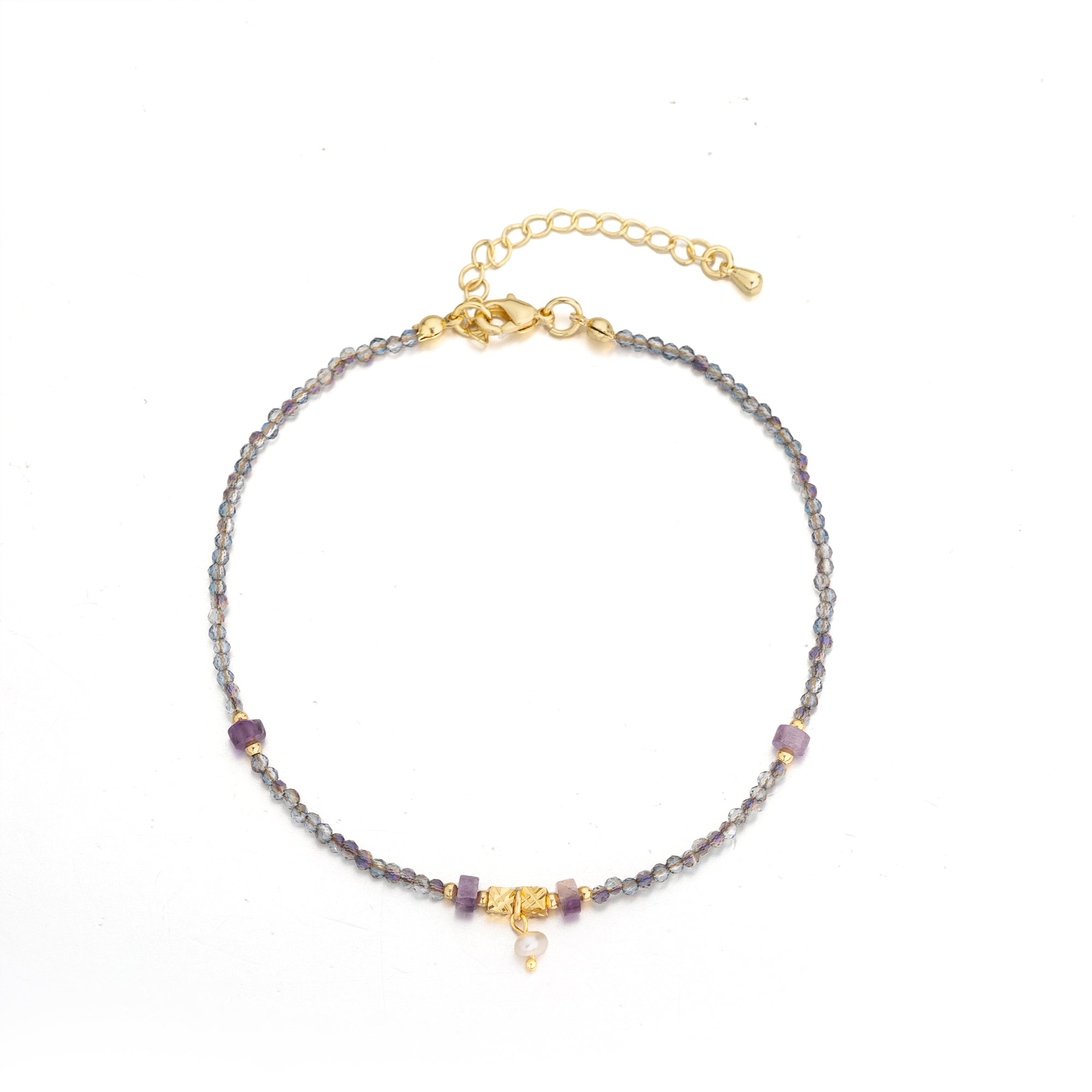 Dainty Gold Purple Amethyst AN-0021