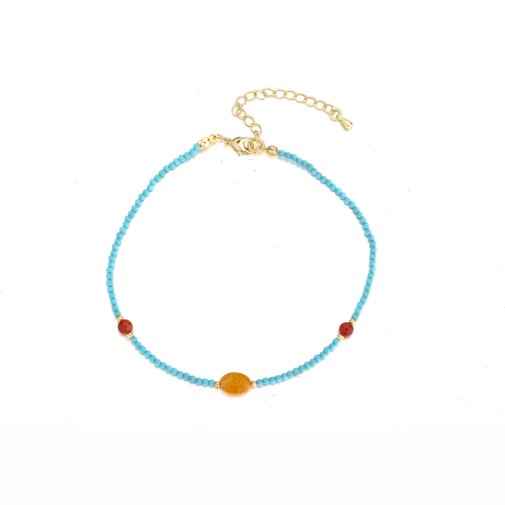 Dainty Gold Turquoise Beaded AN-0024