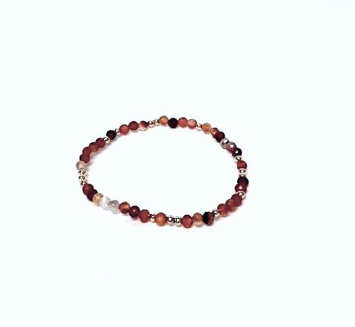 Diamond cut beaded gemstone stretch bracelet ✦ BR-2001 TO BR-2009