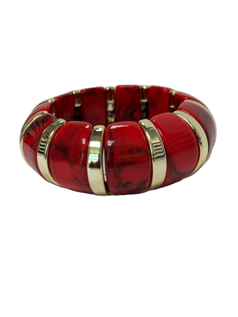 Marble effect red stretch resin bangle bracelet ✦ BR-21WA1498