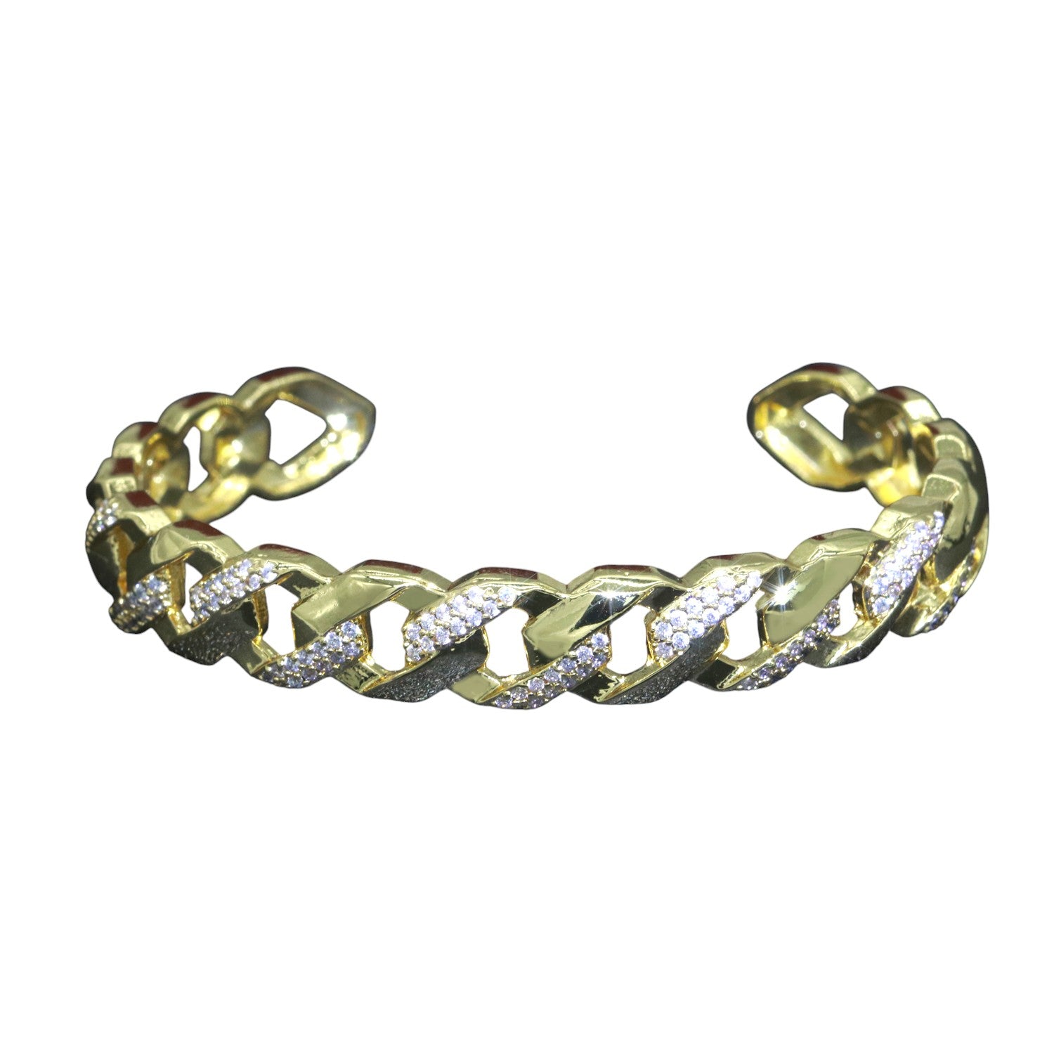Geometric Curb Icing Gold Cuff Bracelet BR-21WA066