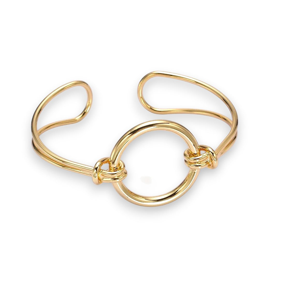 Gold Round Circle Rope Tied Minimalist Cuff Bangle