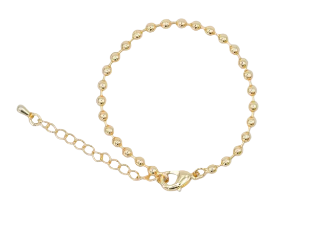 Gold 3mm Bead Bar 7 Inch bracelet W. Extender BR-21WA2798
