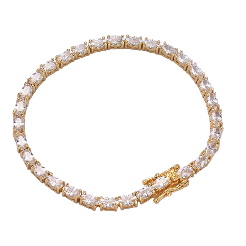 Clear Oval CZ Tennis Chain Bracelet BR-21WA3032