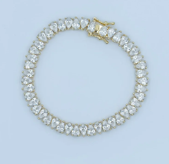 Gold Dainty Heart Tennis Adjustable Cuff Bangle ✦ BR-21WA3140 BR-21WA3141