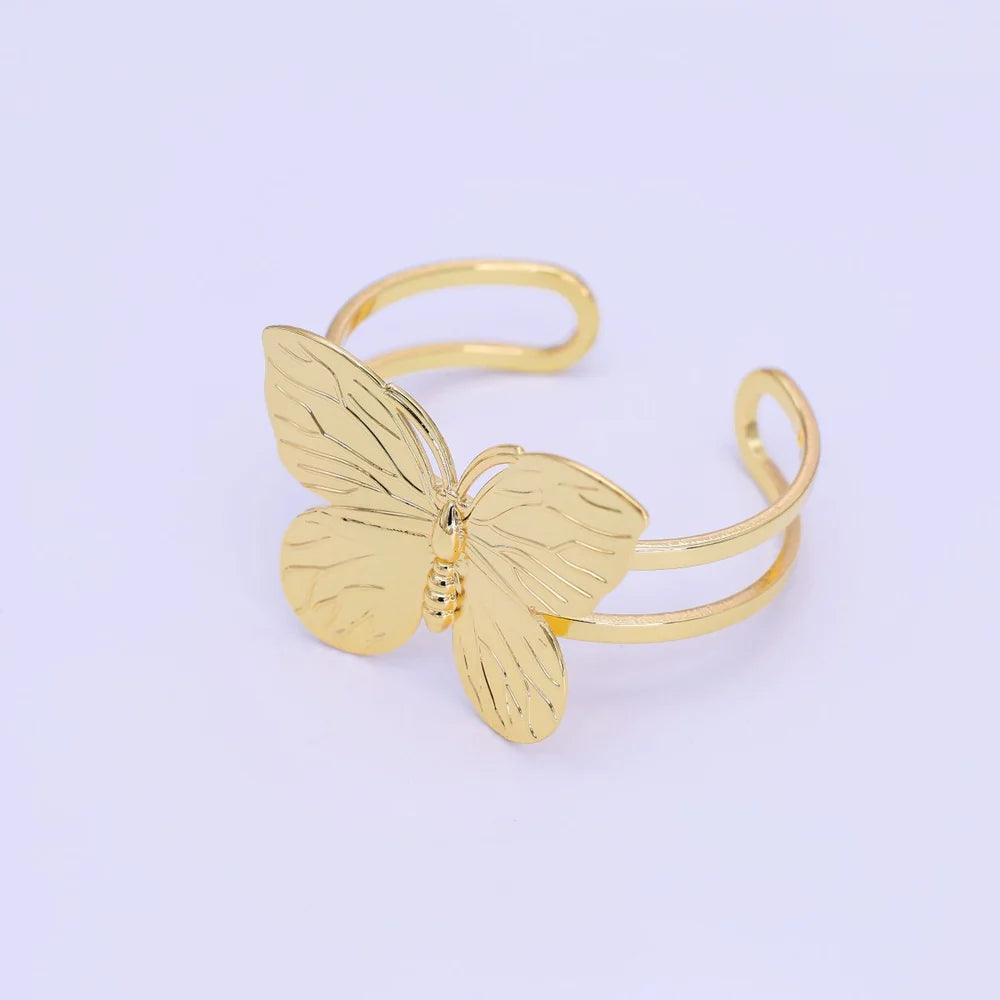 24K Gold Filled Butterfly Double Band Cuff Bracelet ✦ BR-21WA3237
