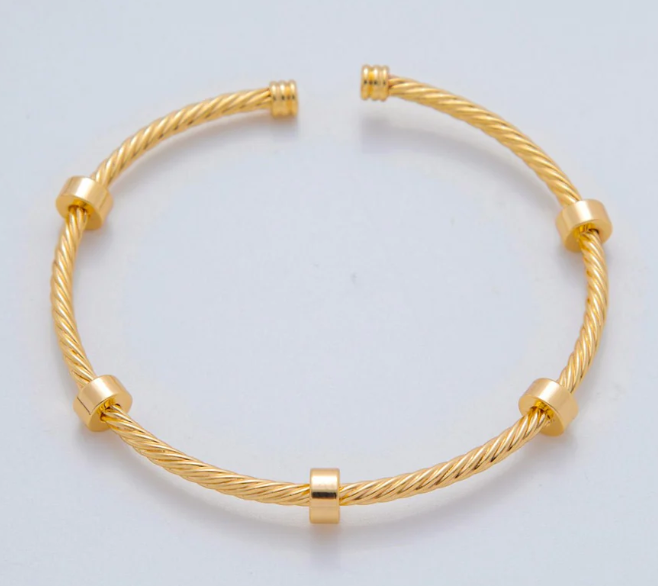 18K Gold Filled Twisted Croissant Band Cuff Bracelet ✦ BR-21WA3288
