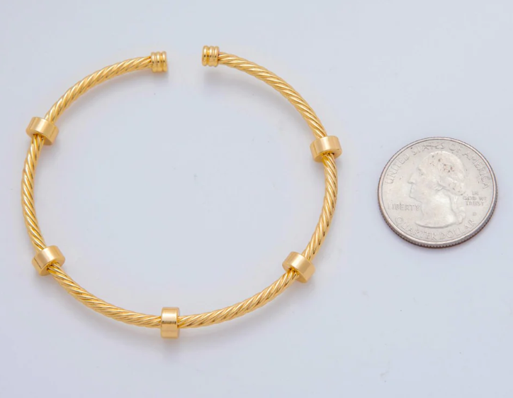 18K Gold Filled Twisted Croissant Band Cuff Bracelet ✦ BR-21WA3288