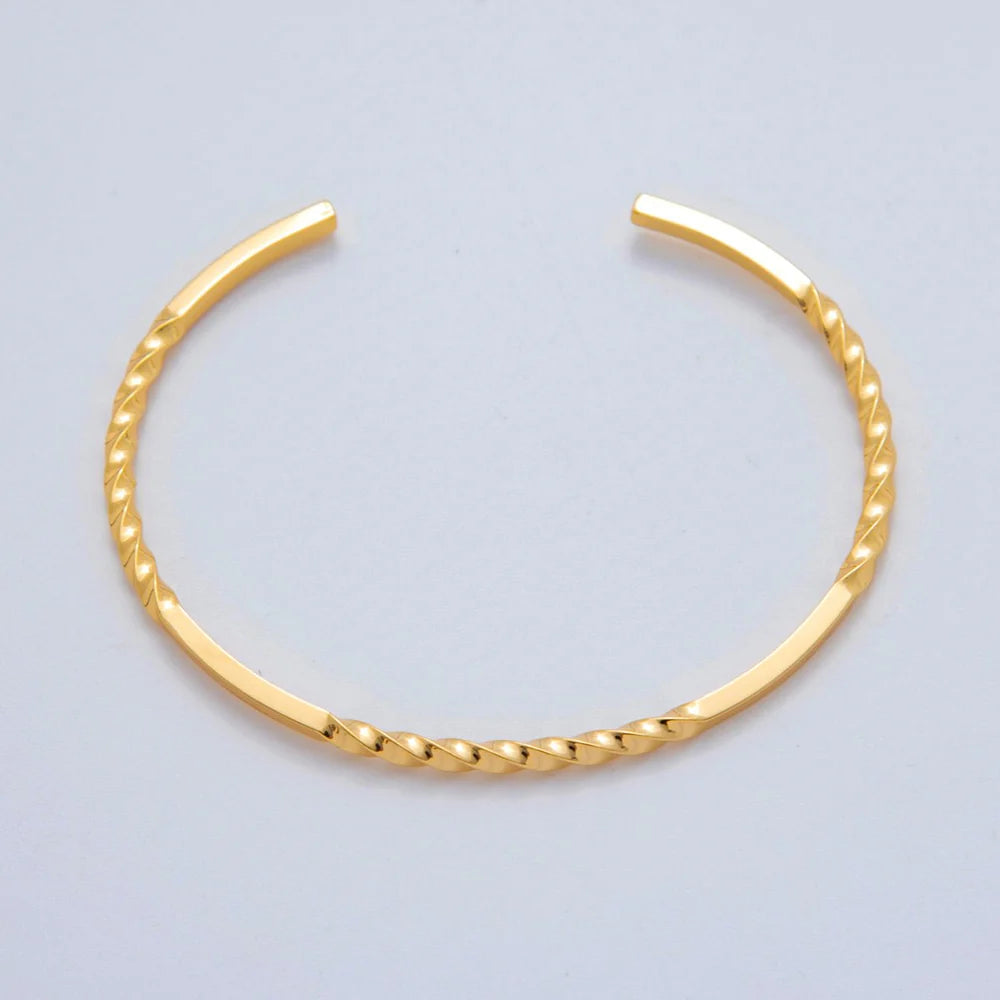 18K Gold Filled Twisted Band Bar Cuff Bracelet ✦ BR-21WA3289