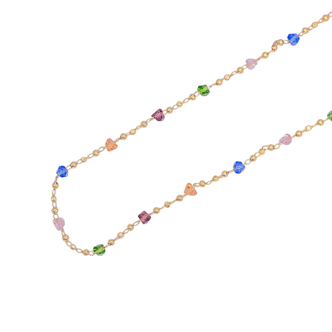 Multi Color CZ Beaded Gold Chain Bracelet BR-SJ0418