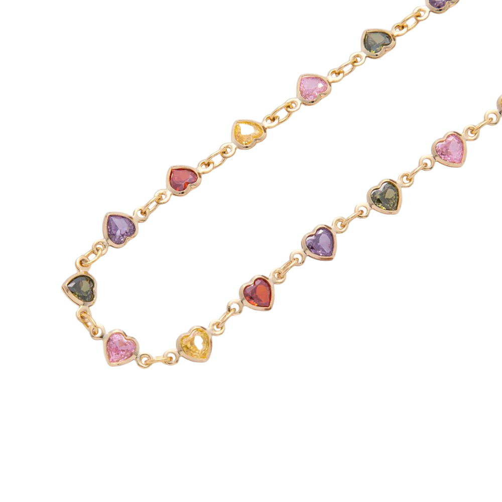 Multicolor CZ Multifaceted Heart Bracelet BR-SJ0509