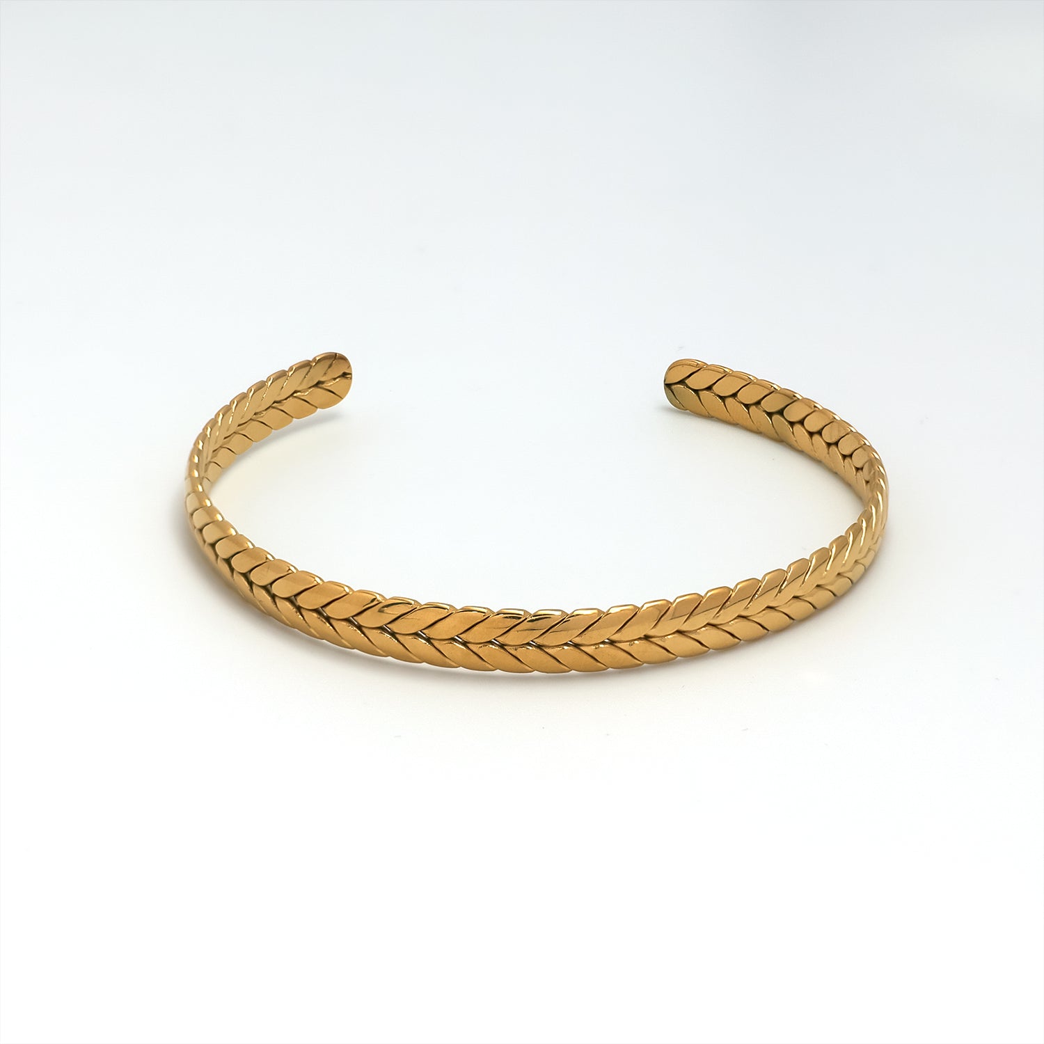 Gold or Silver Minimalist Stainless Steel Braided Cuff ✦ BR-0004 BR-0005