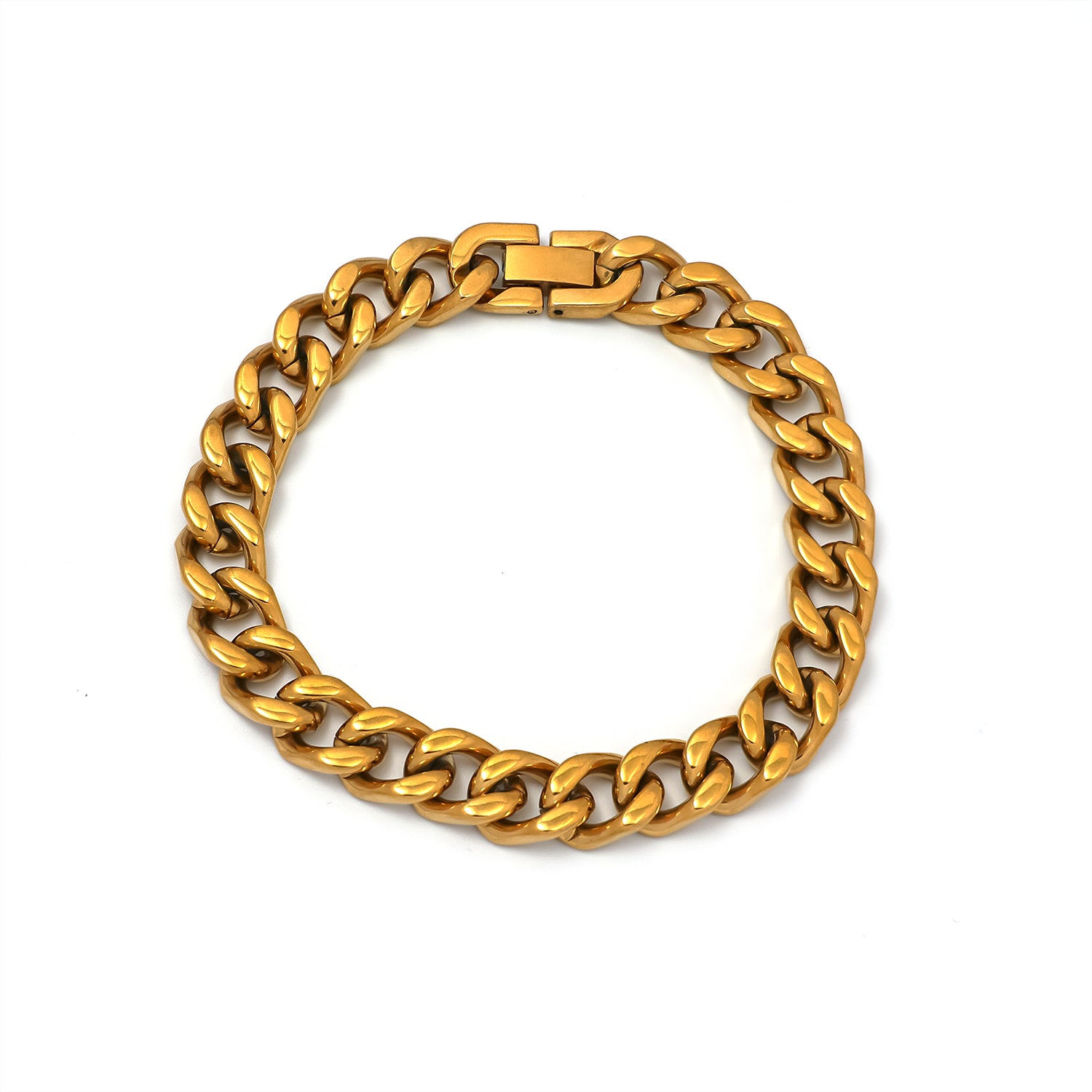 Gold Chunky Stainless Steel Cuban Chain Link Men Bracelet 8.5 inch ✦ BR-0007