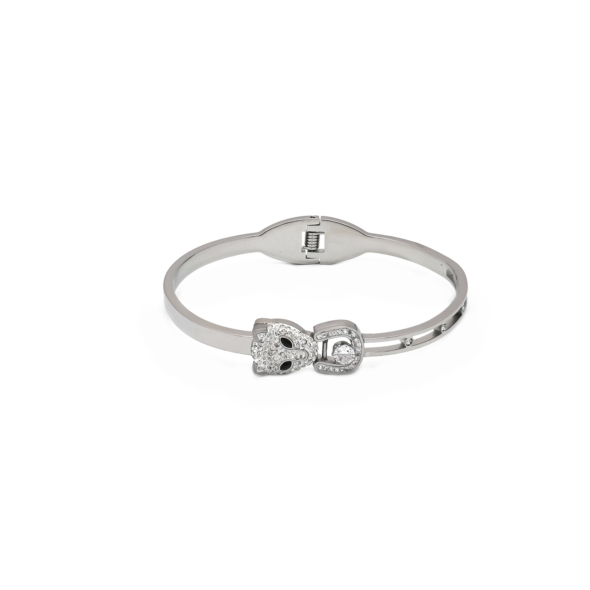 Gold or Silver Classic Stainless Steel CZ Animal Bangle ✦ BR-0013 BR-0014