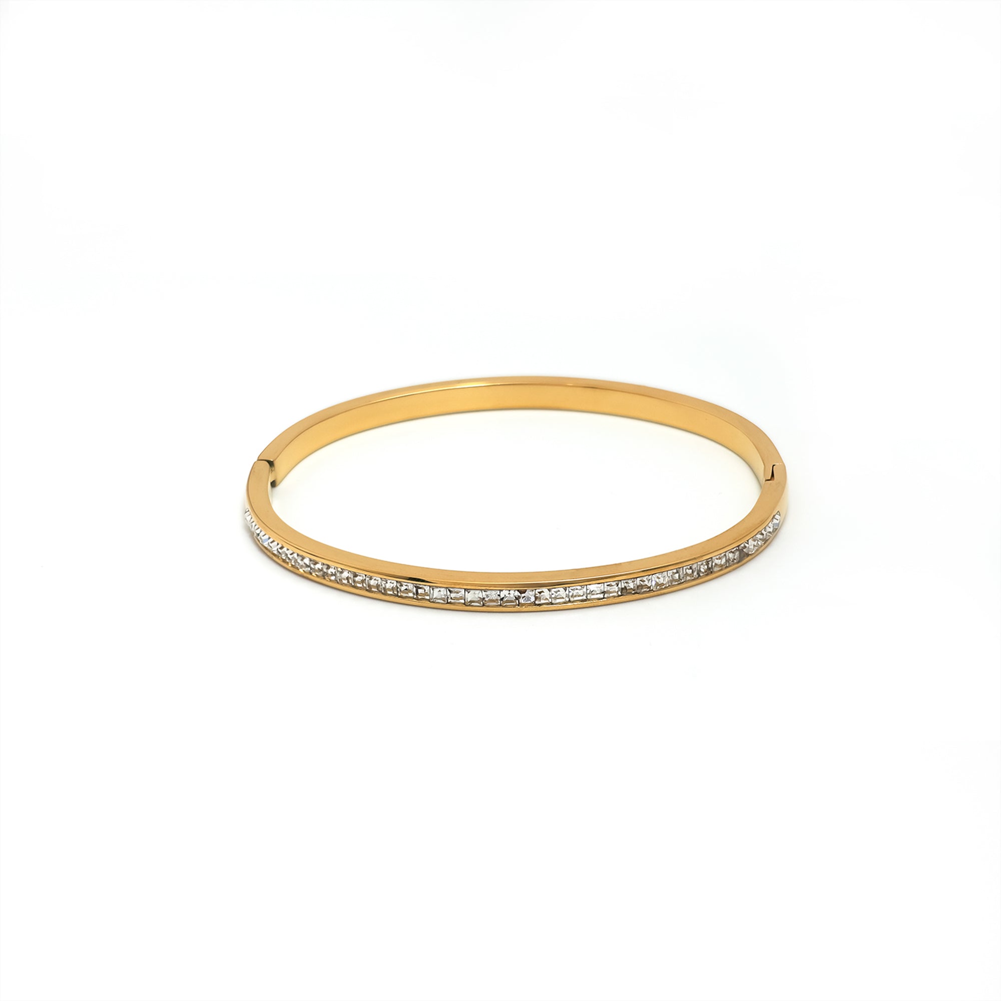 Gold or Silver Dainty Stainless Steel CZ Stacked Bangle ✦ BR-0041 BR-0042
