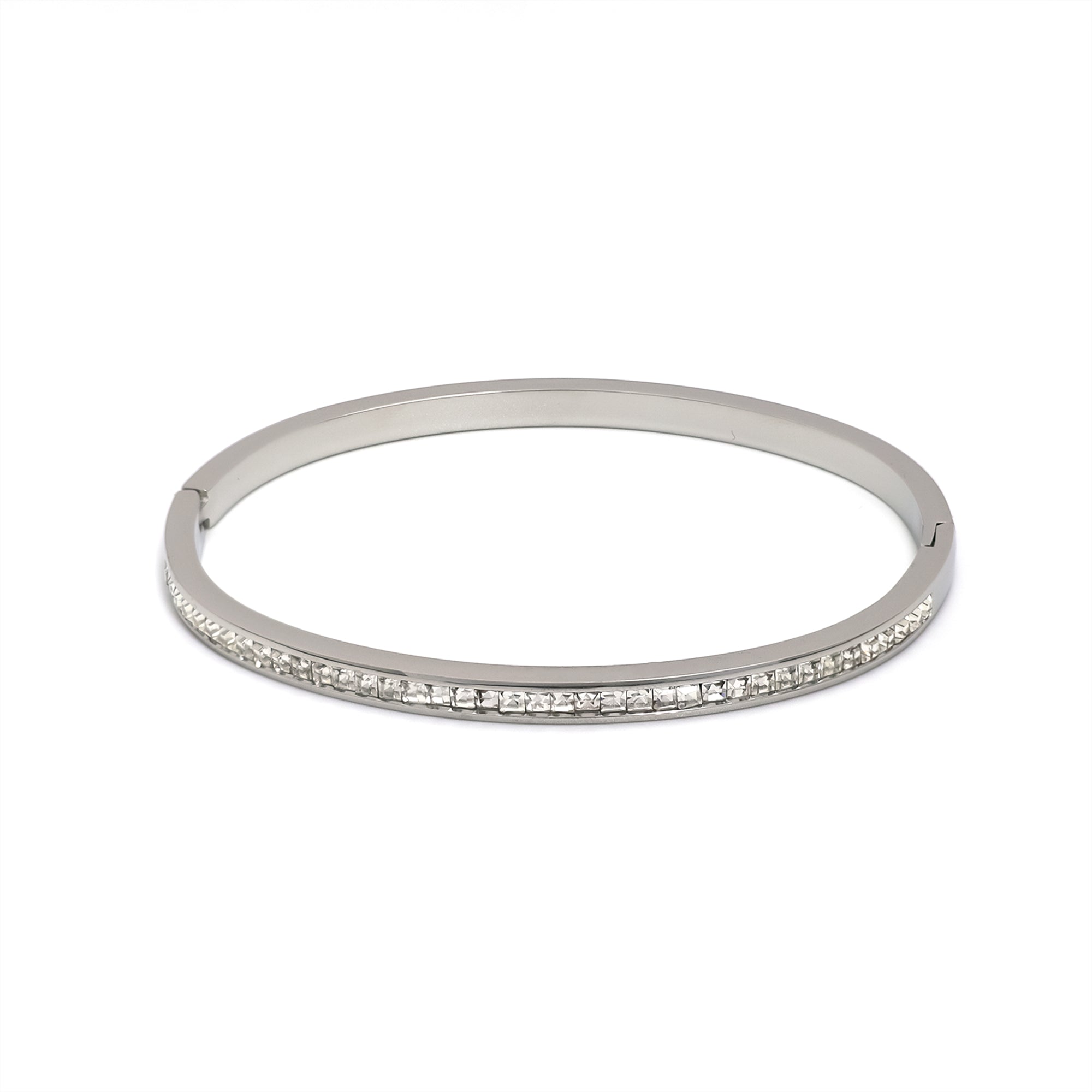 Gold or Silver Dainty Stainless Steel CZ Stacked Bangle ✦ BR-0041 BR-0042