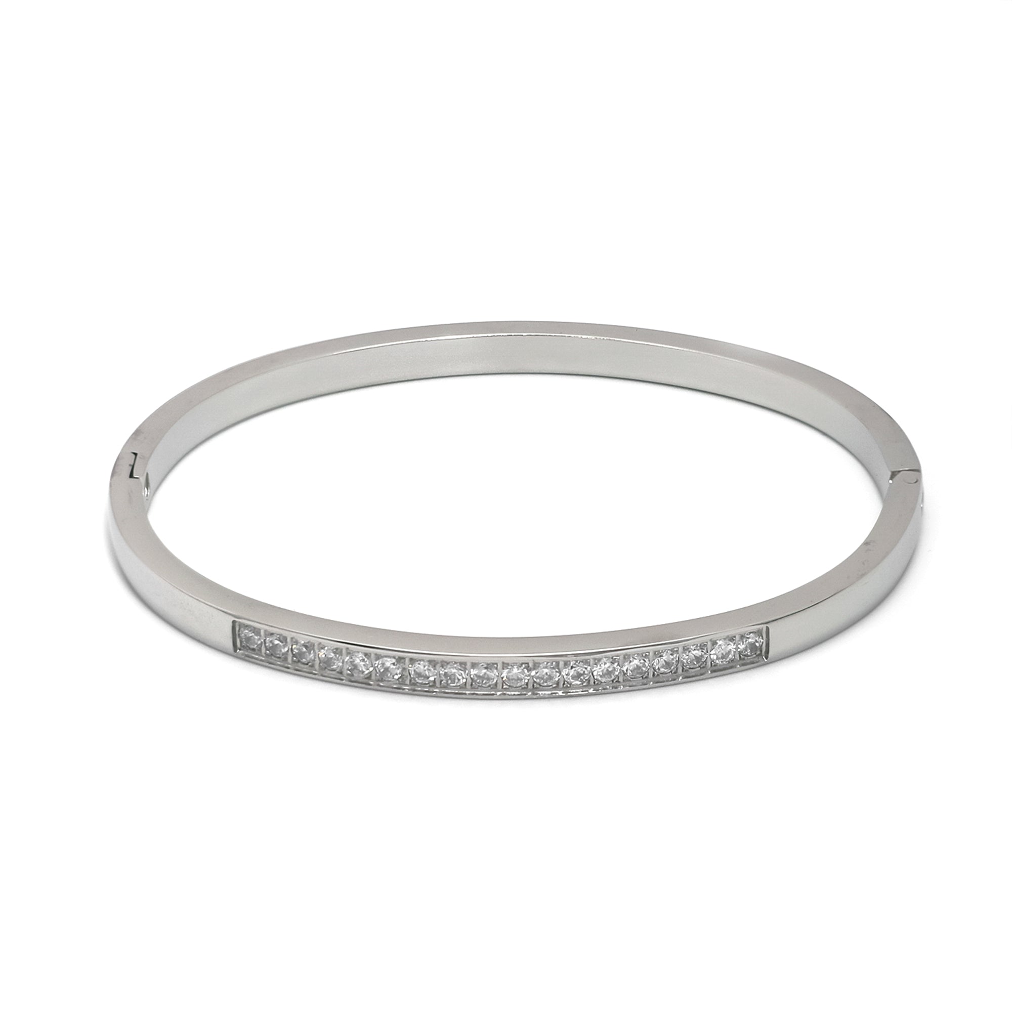 Gold or Silver Chic Stainless Steel CZ Minimalist Bangle ✦ BR-0047 BR-0048