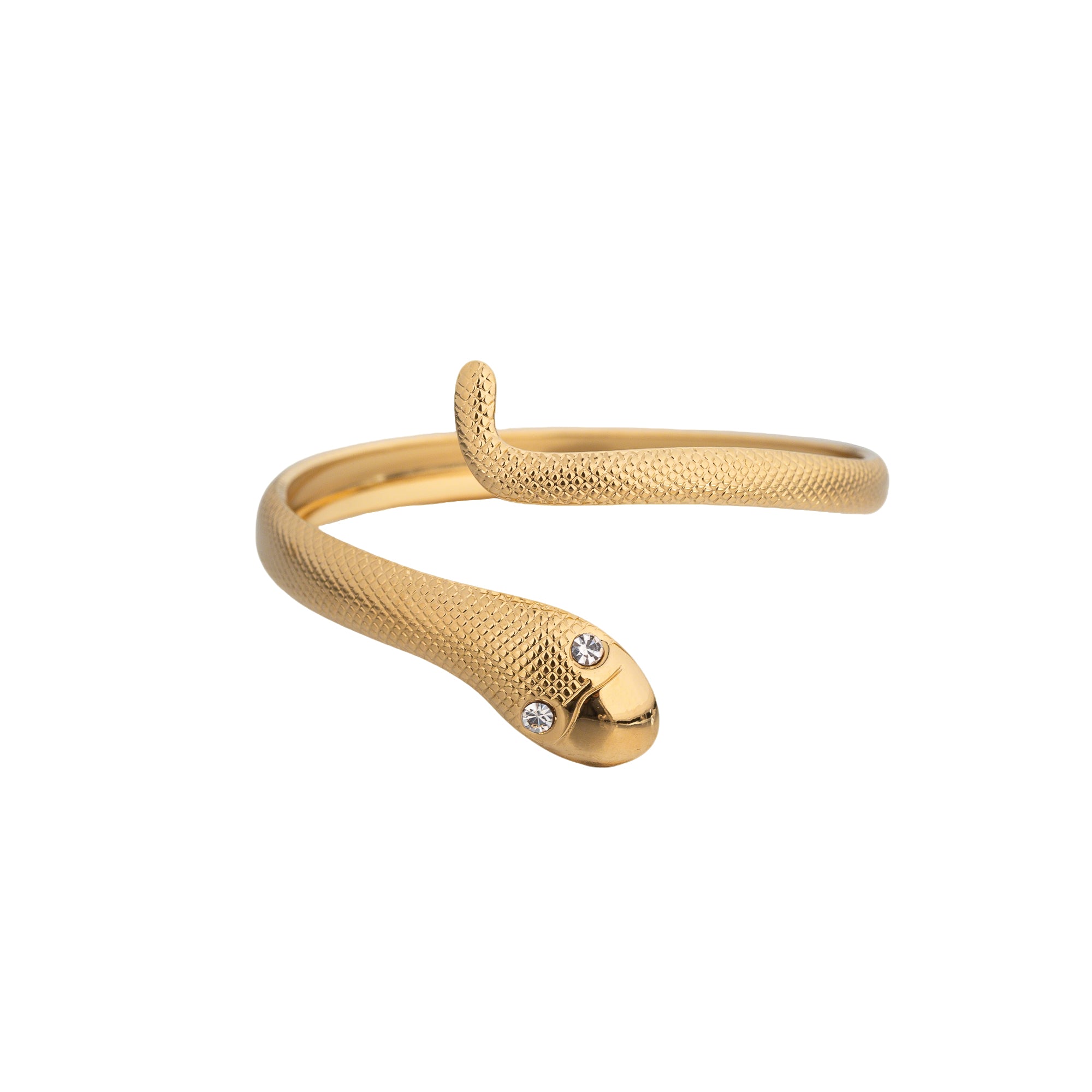 Stacked Stainless Steel CZ Snake Cuff