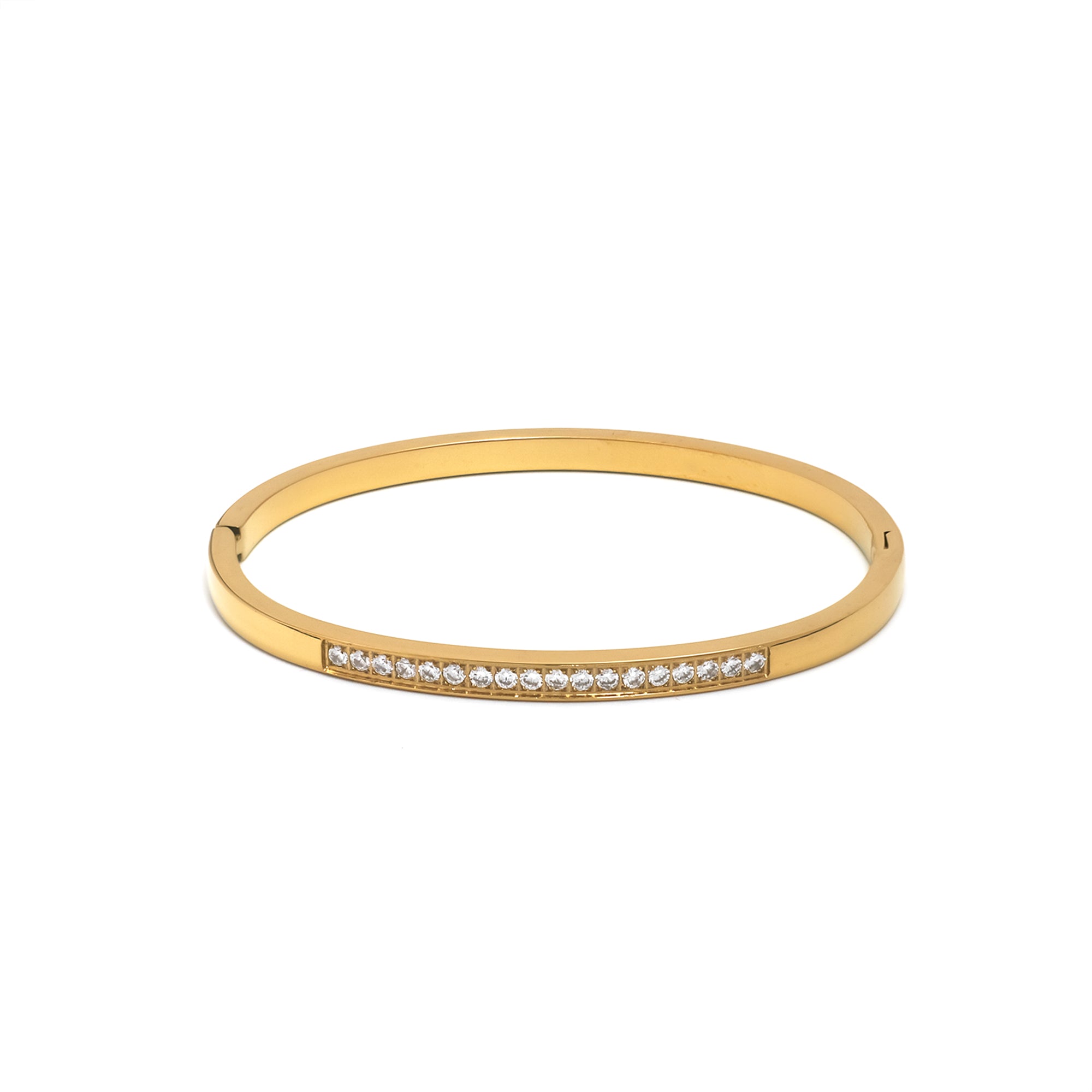 Gold or Silver Chic Stainless Steel CZ Minimalist Bangle ✦ BR-0047 BR-0048